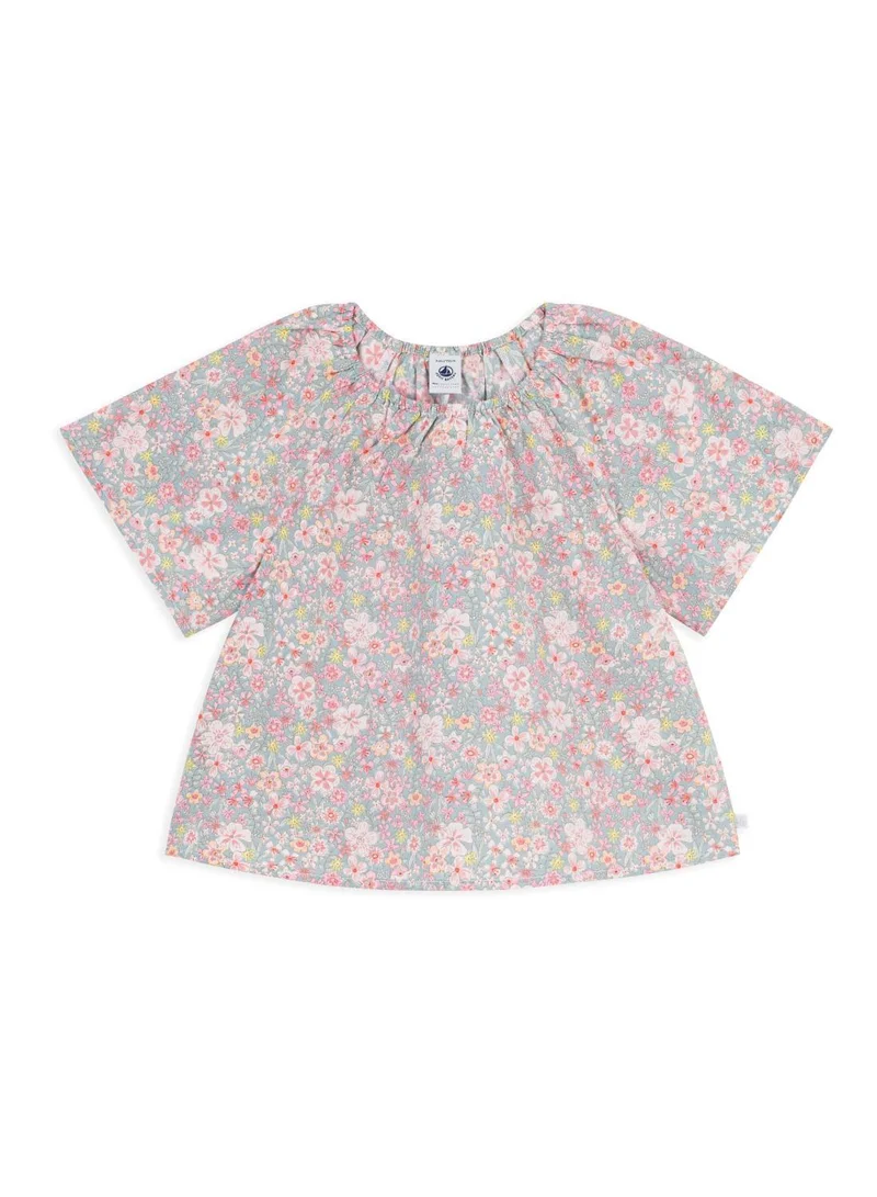 Petit Bateau Children's short-sleeved floral print cotton blouse